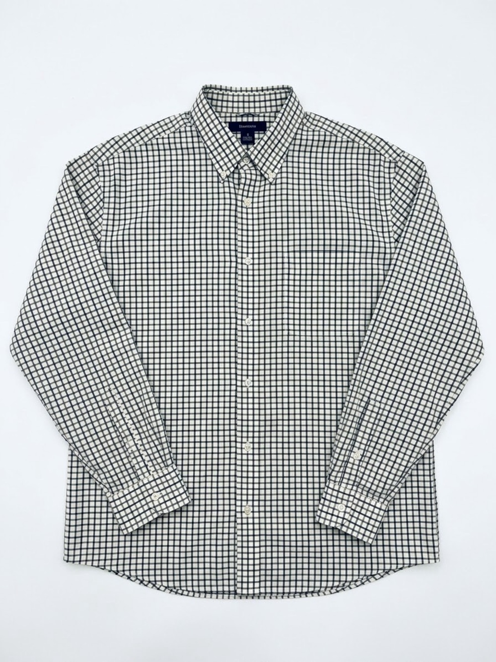 Express Men’s Vintage Grid Check Button Down Shirt XL 100% Cotton